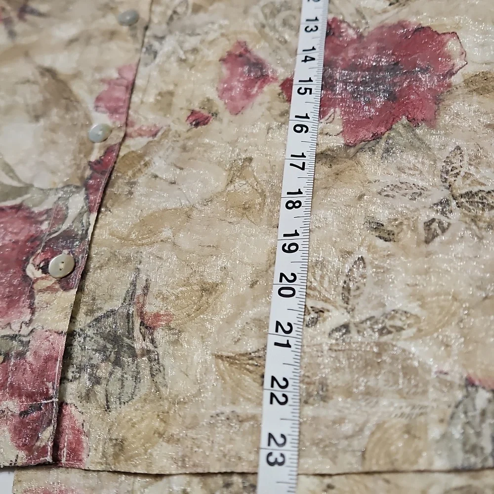 Chico's Design Shimmering Gold Floral Women's Jacket Style Shirt Size 1 #1031 - Picture 12 of 16